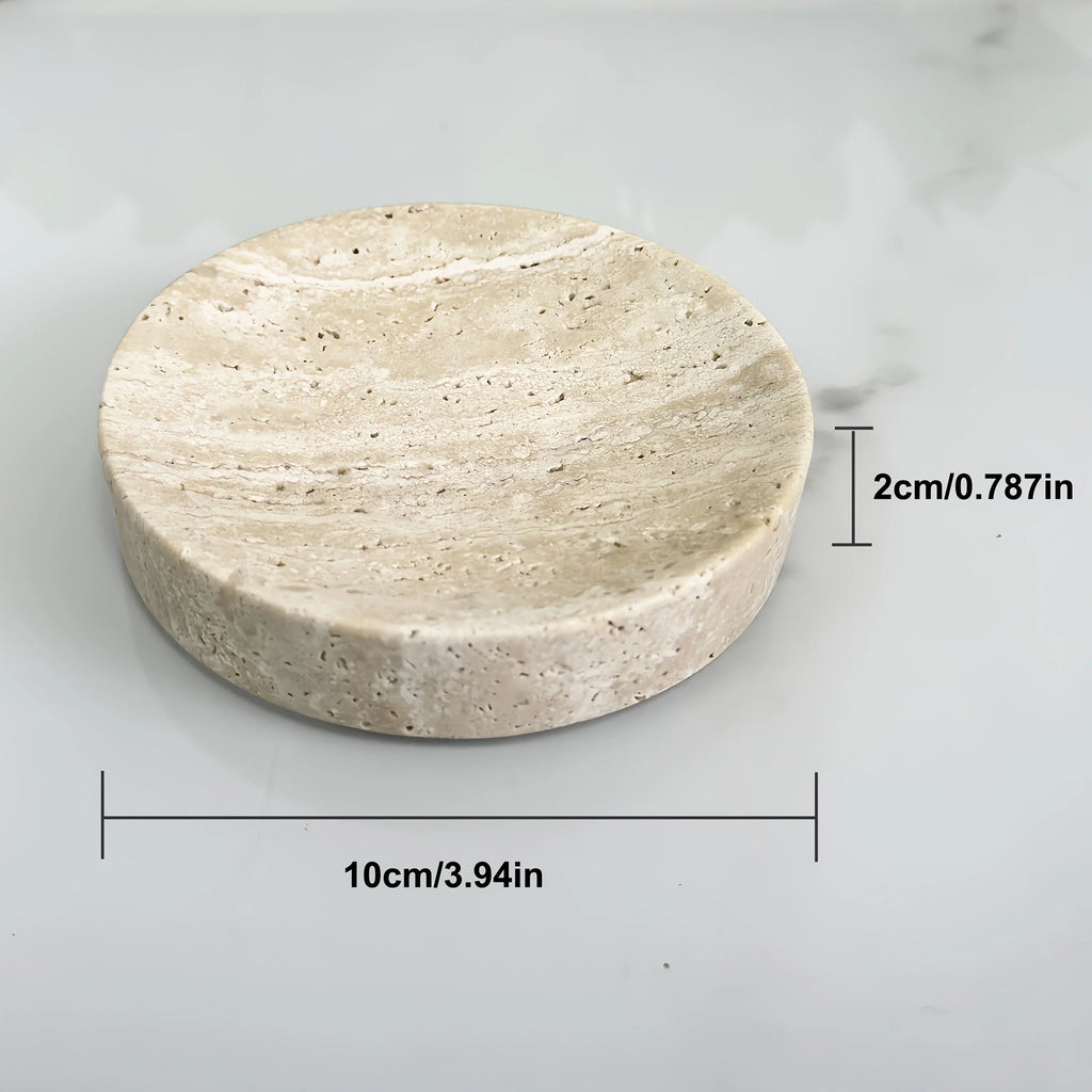 Tray - Pearl Marble Round, back view - House Of Avana