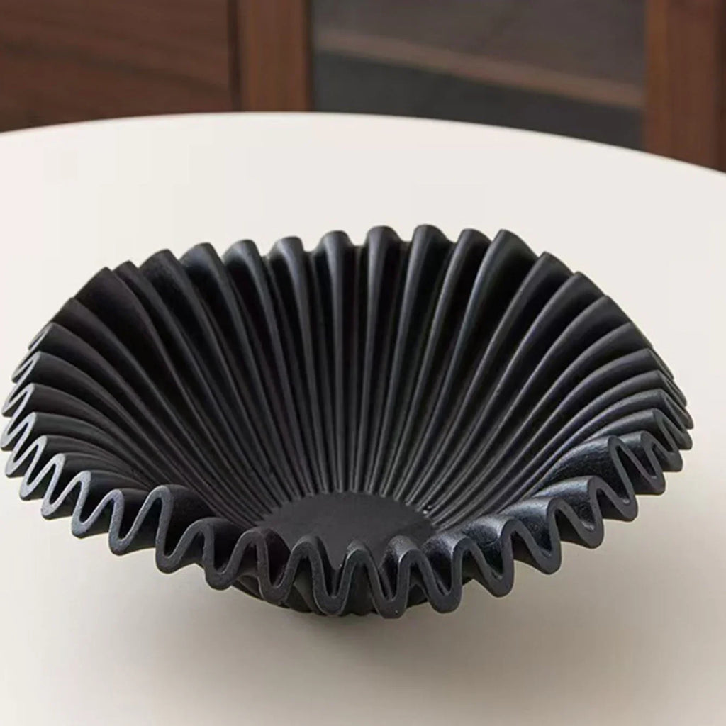 Black Glass 2-layer Tray with Wave Design, texture detail - House Of Avana