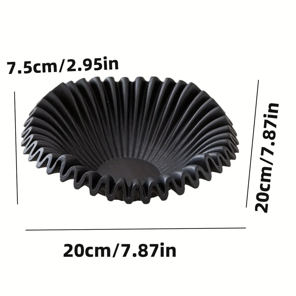 Black Glass 2-layer Tray with Wave Design, side view - House Of Avana
