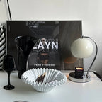 Black Glass 2-layer Tray with Wave Design, top view - House Of Avana