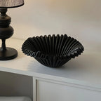 Black Glass 2-layer Tray with Wave Design, front view - House Of Avana