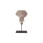 Elephant Statue - White & Brown Ceiling-mountable, front view - House Of Avana