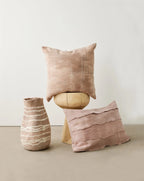 Tribal Lines Dusty Rose Pink Wool Gourd Basket Kanju Interiors