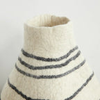 Tribal Lines Hand-Felted Wool Natural White Gourd Basket Kanju Interiors