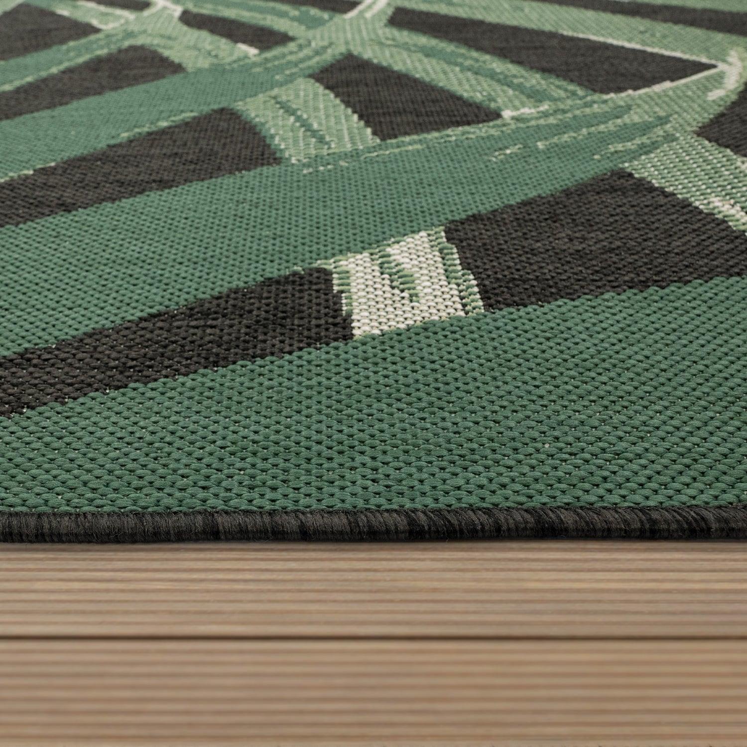 Tropical Outdoor Rug Ostende Palm Trees - Black Green RugYourHome