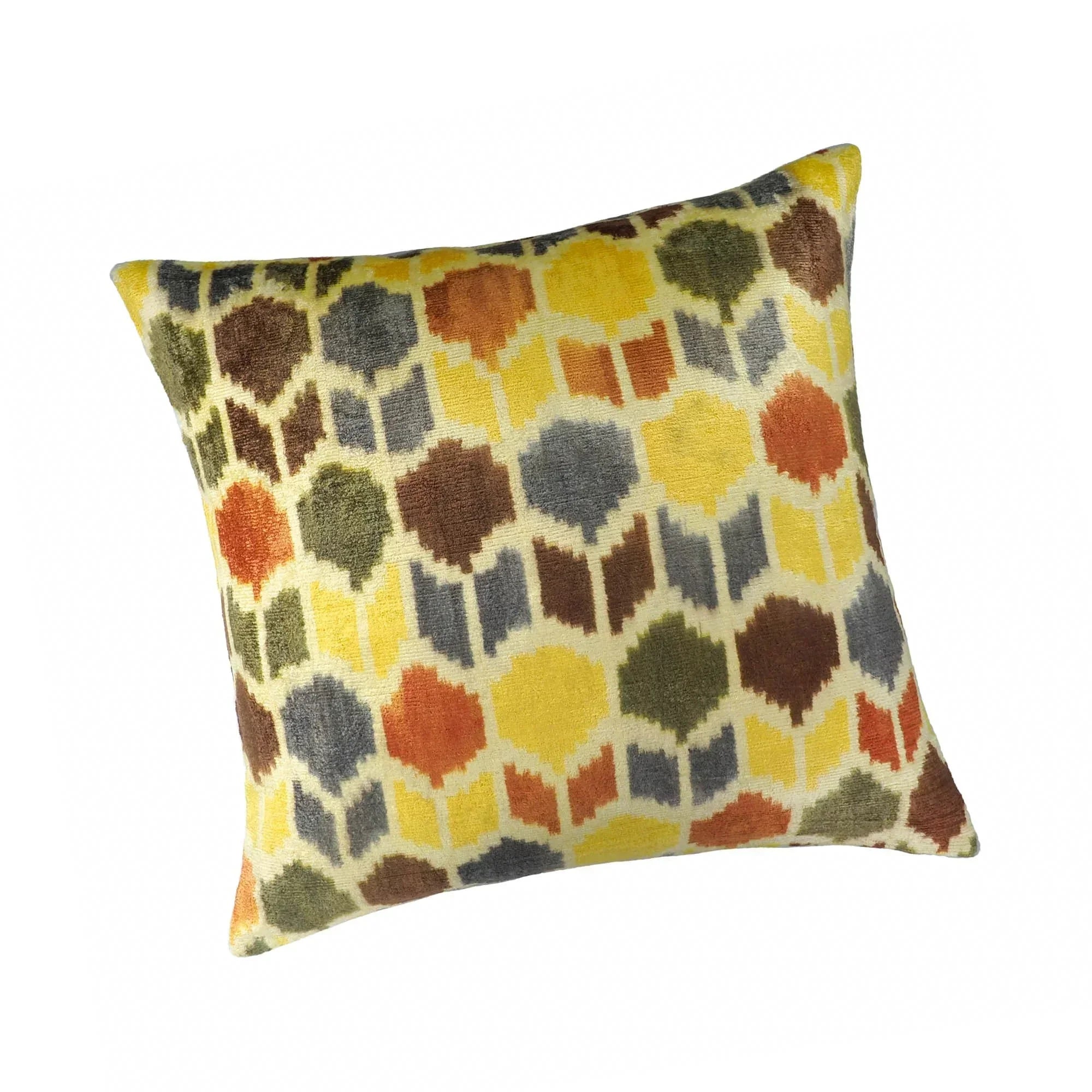 Tulips Silk Velvet Ikat Throw Pillow Cover X 20, back view - House Of Avana