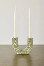 U-shaped Olive Terrazzo Taper Candle Holder Kanju Interiors