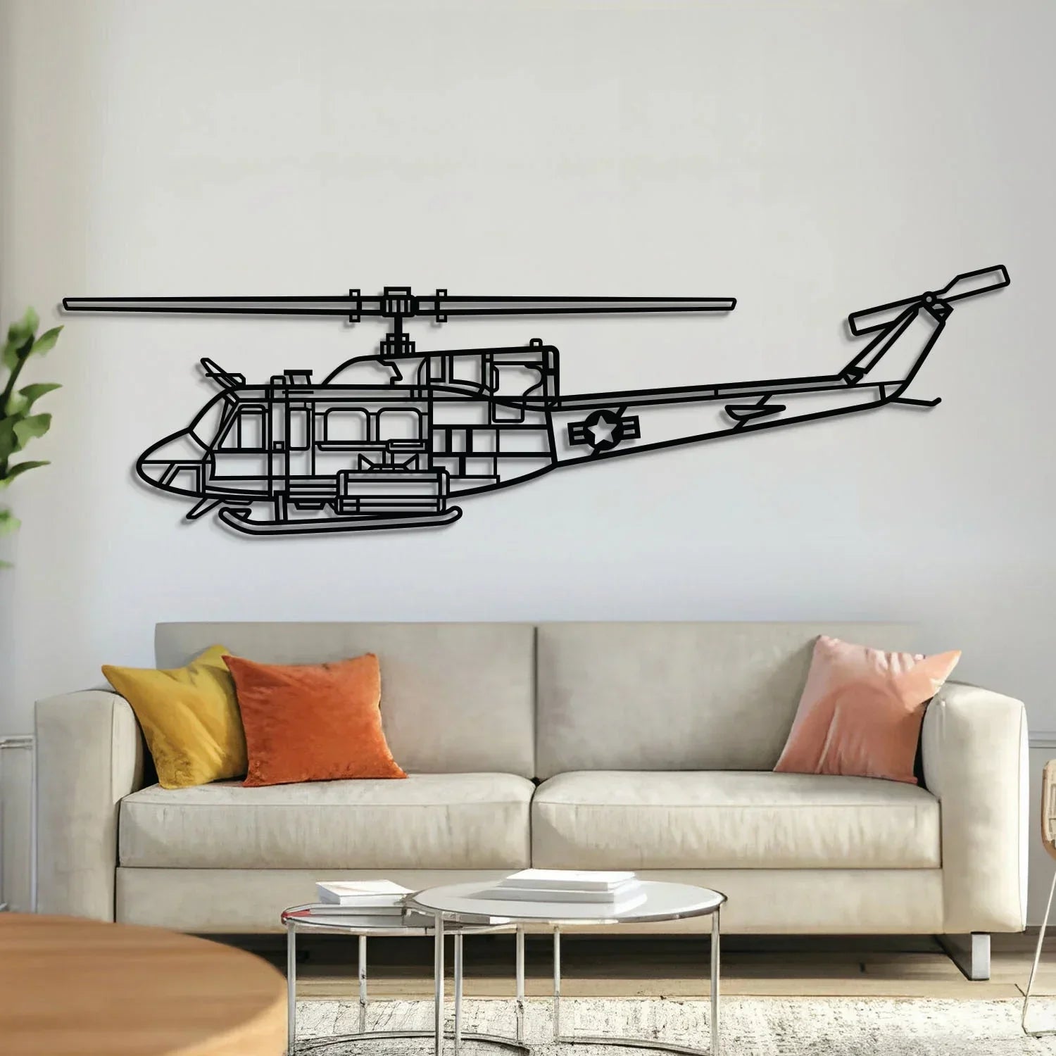 Uh-1n Huey Metal Aircraft Wall Art - Ncp0605, front view - House Of Avana