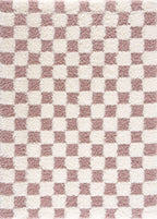 Atira Pink Checkered Area Rug Hauteloom