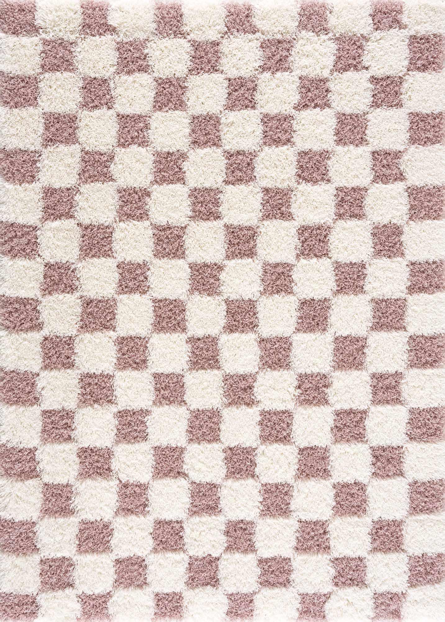 Atira Pink Checkered Area Rug Hauteloom