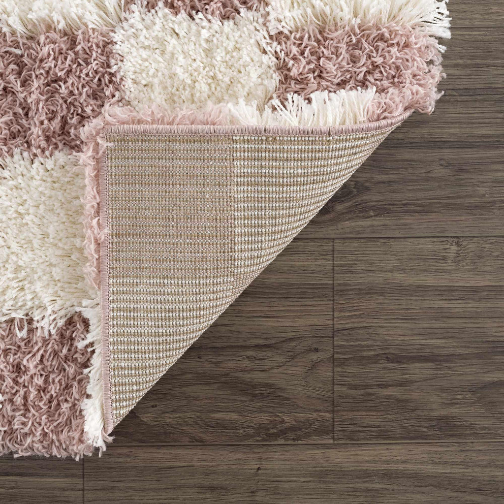 Atira Pink Checkered Area Rug Hauteloom