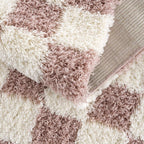 Atira Pink Checkered Area Rug Hauteloom