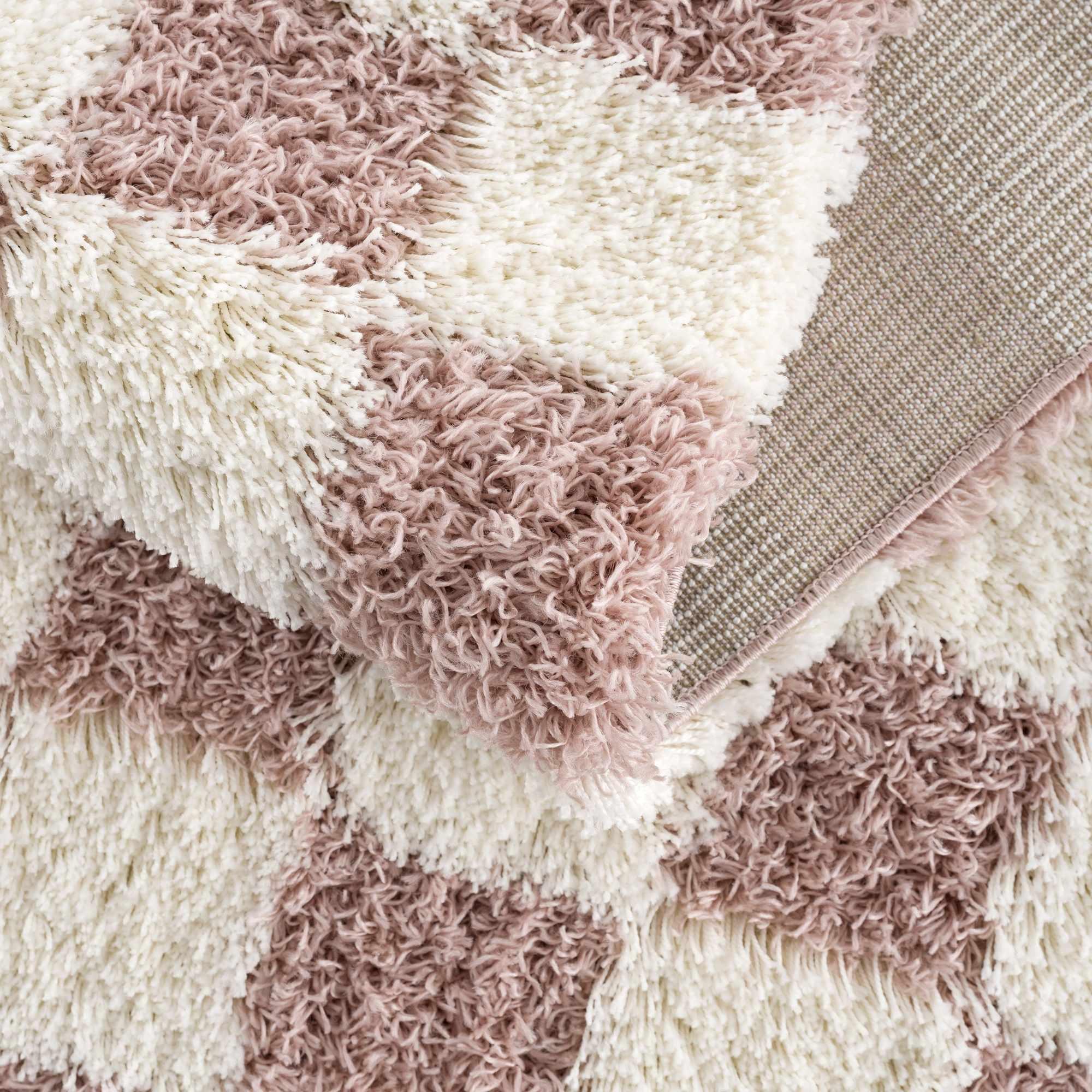 Atira Pink Checkered Area Rug Hauteloom
