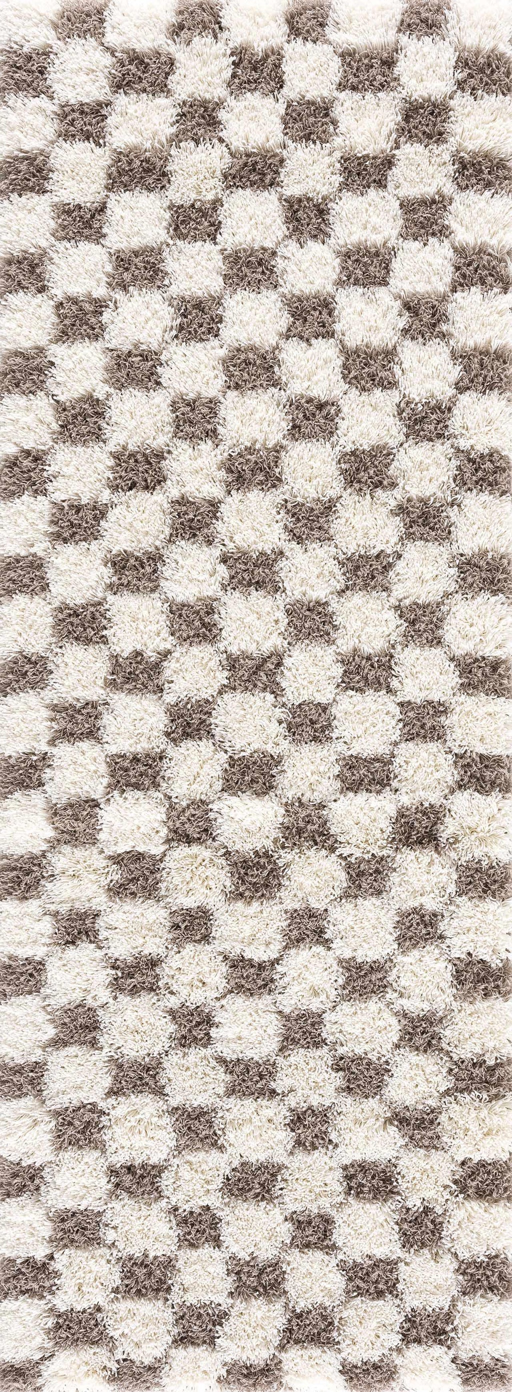 Atira Brown Checkered Area Rug Hauteloom