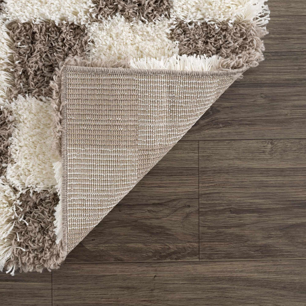 Atira Brown Checkered Area Rug Hauteloom