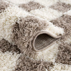 Atira Brown Checkered Area Rug Hauteloom