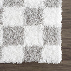 Atira Gray Checkered Area Rug Hauteloom
