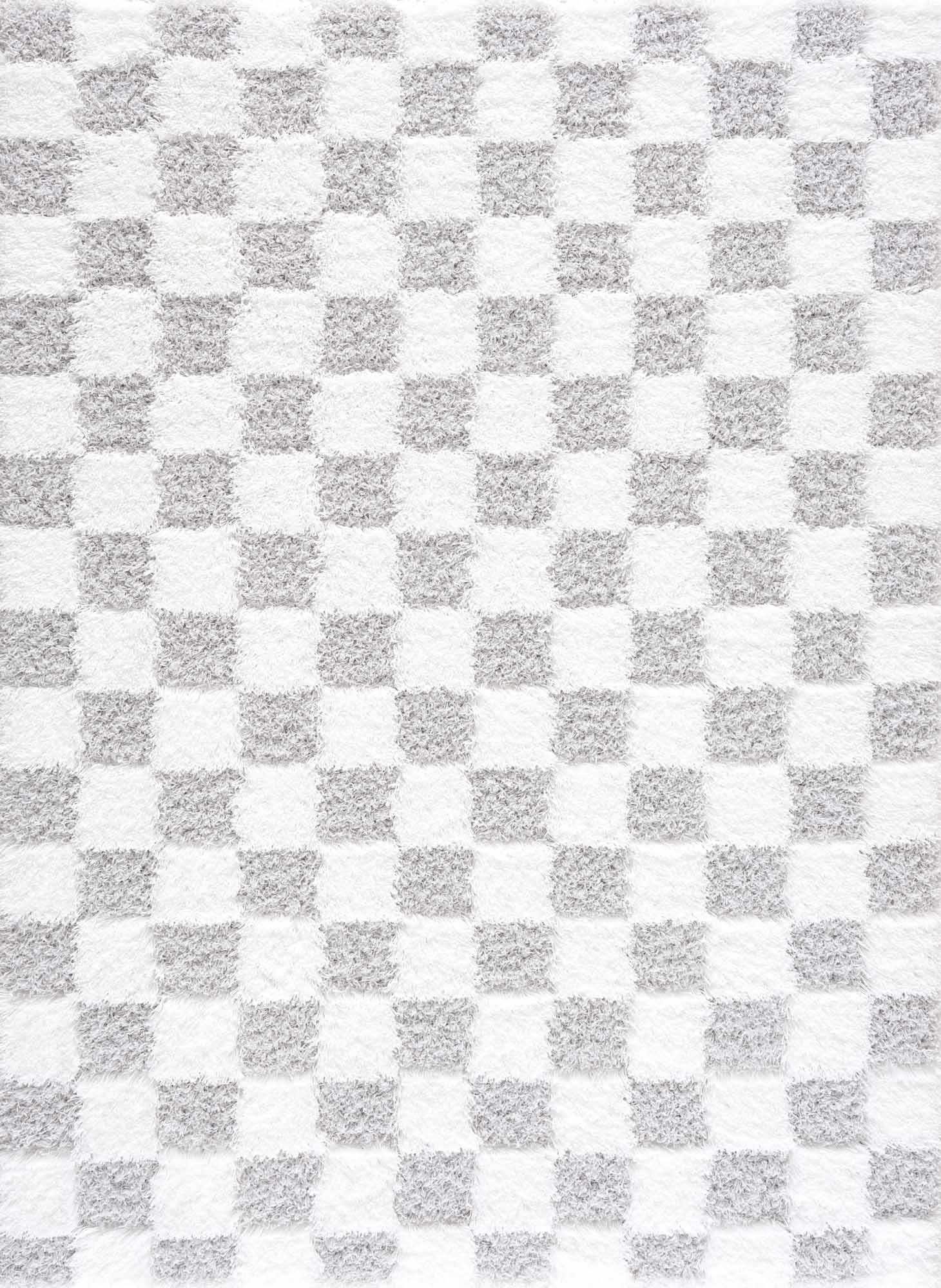 Atira Gray Checkered Area Rug Hauteloom