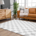 Atira Gray Checkered Area Rug Hauteloom