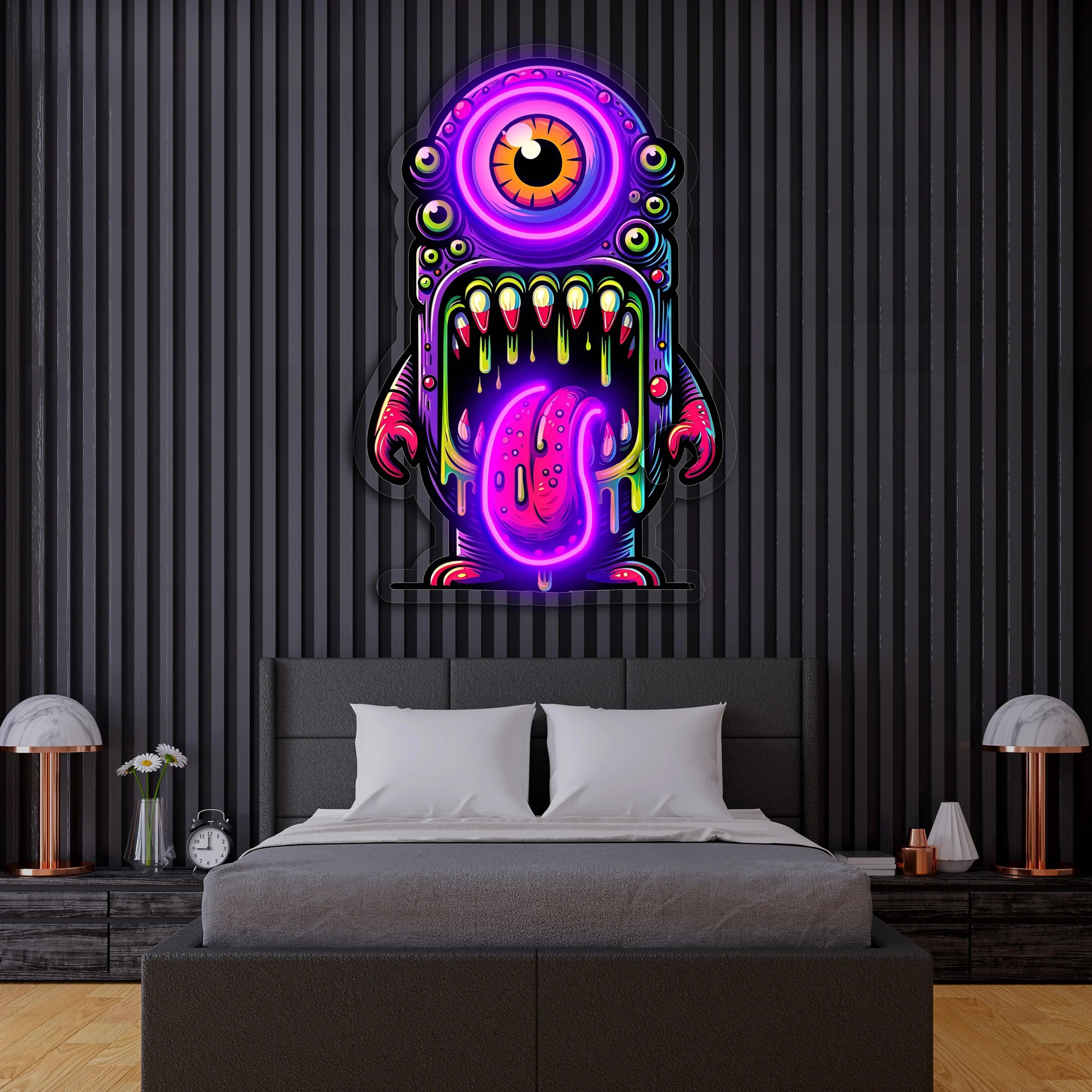 UV Printed Skull Neon Sign, Neon Wall Art, Neon Light Sign, UV Print Neon Sign Peony Atelier