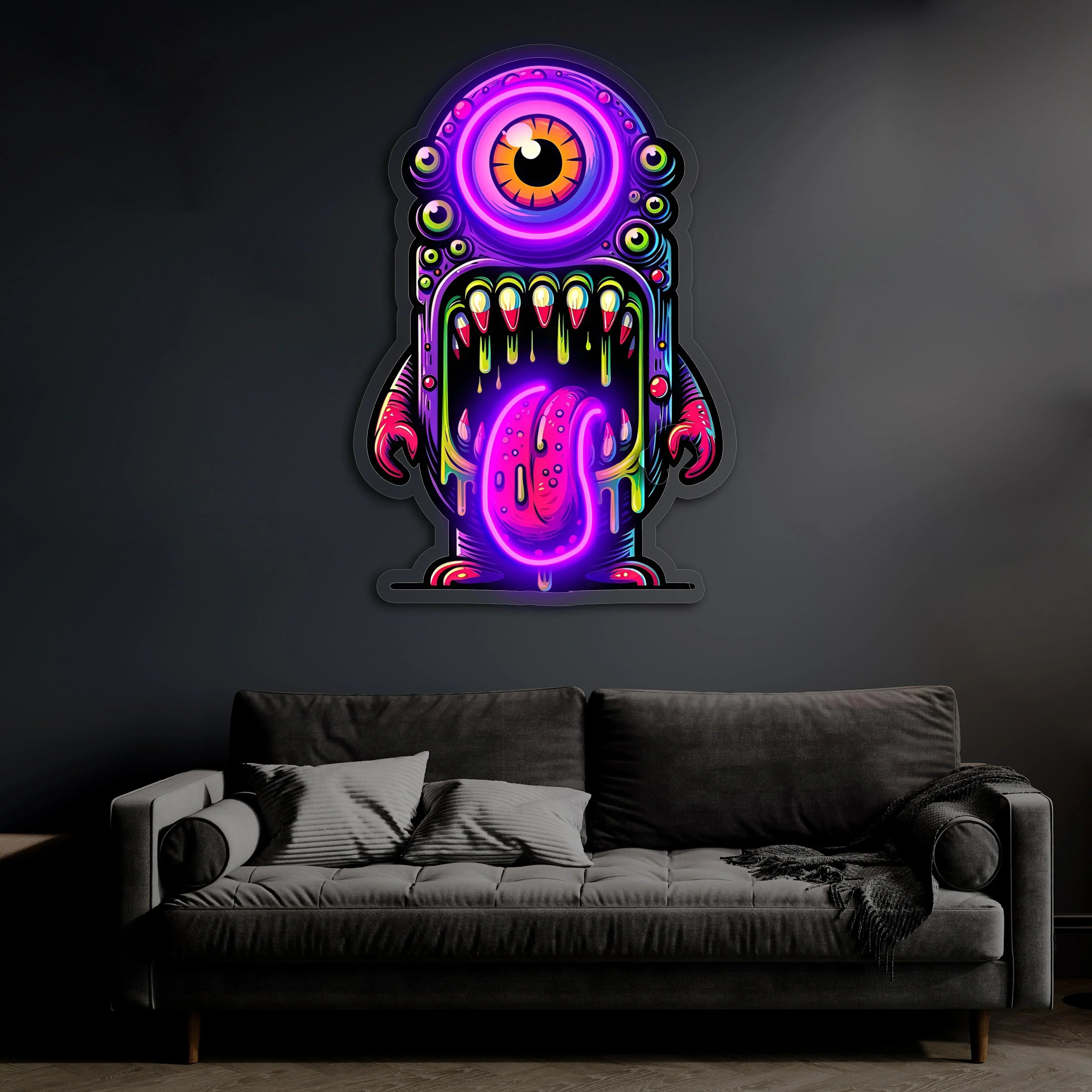 UV Printed Skull Neon Sign, Neon Wall Art, Neon Light Sign, UV Print Neon Sign Peony Atelier