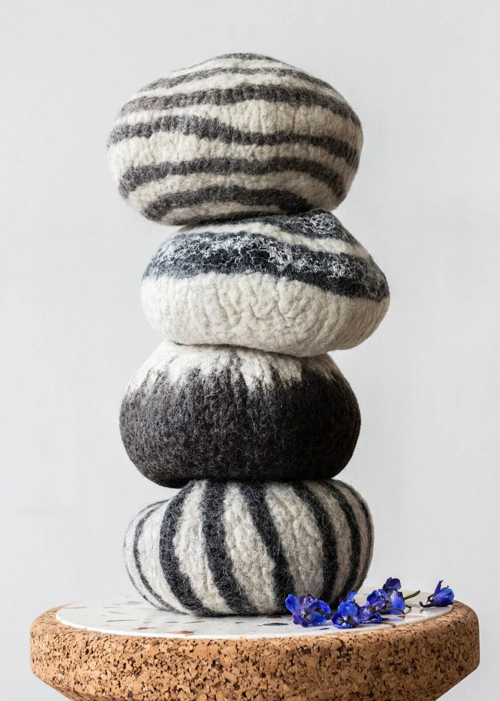 Midnight Ombre Hand-Felted Wool Decorative Ukhamba Bowl Kanju Interiors