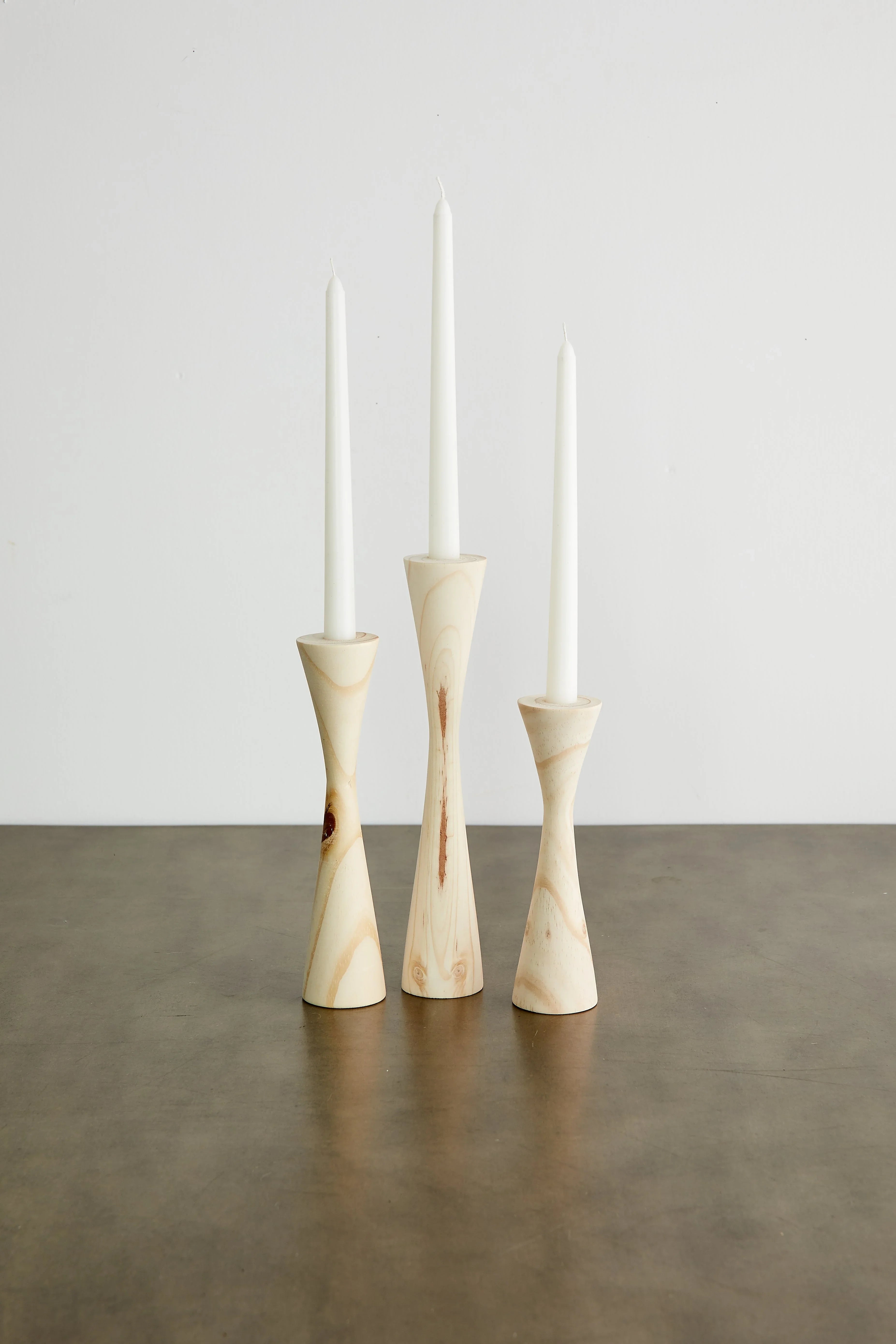 Geo Tapered Wooden Candlestick Holder Kanju Interiors