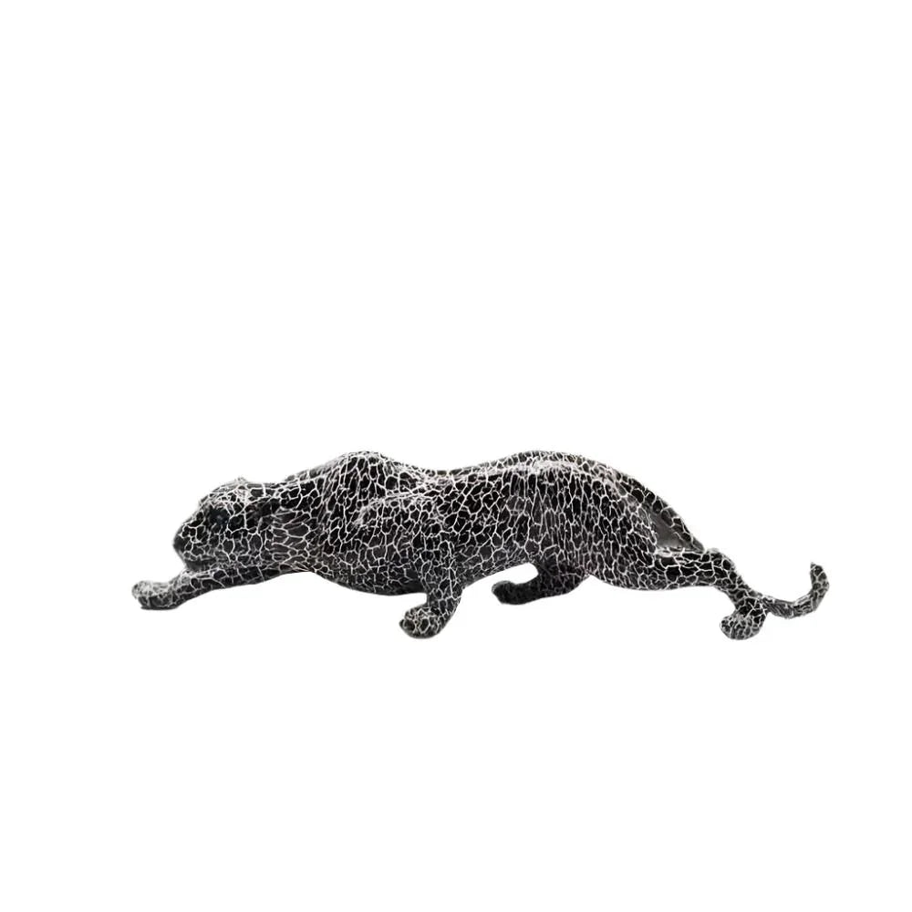Unique Modern Black & White Leopard Statue - House Of Avana