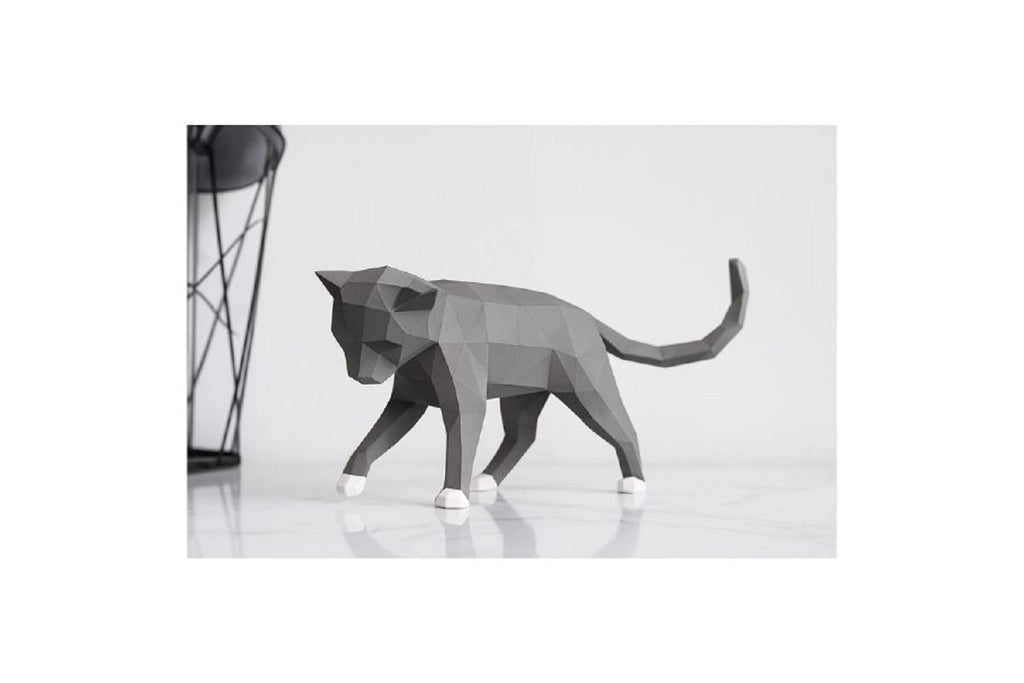 Geometric 3D Cat Sculpture – Cardboard [[SKU:HOA-SCU-539]]