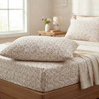 DaDa Bedding Collection Romantic Coquette Sheet Set - 100% Cotton [ Poplin Cotton ] Floral Fitted & Flat Sheets with Pillowcases - Deep Pocket Design - Soft, Breathable, Wrinkle-Resistant DaDalogy Bedding Collection