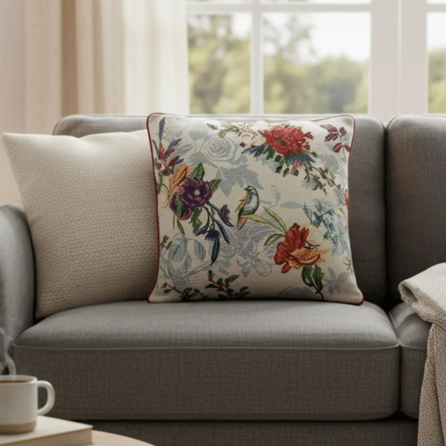 DaDa Bedding Elegant Tropical Paradise Birds Floral Tapestry Throw Pillow Covers 16" (18116) DaDalogy Bedding Collection