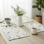 DaDa Bedding Set of 4-Pieces Sunshine Yellow Fleur Spring Tapestry Dining Table Placemats 13” x 19” (18112)