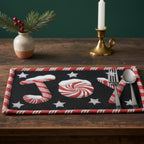DaDa Bedding Set of 4-Pieces Peppermint Joy Holiday Tapestry Placemats 13” x 19” (12904)