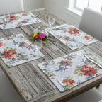 DaDa Bedding Set of 4-Pieces Tropical Sky Blue Birds Floral Tapestry Dining Table Placemats 13” x 19” (18116) DaDalogy Bedding Collection