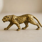 Retro Brass Miniature Leopard Figurine Tabletop