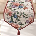 DaDa Bedding Vintage Romantic Roses Lovely Pink Floral Woven Tapestry Dining Table Runner (879)