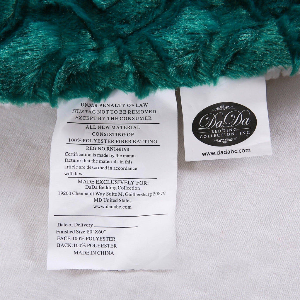 DaDa Bedding Mermaid Scales Emerald Green Blue w/ Sherpa Backside Faux Fur Throw Blanket (BL-171805) DaDalogy Bedding Collection