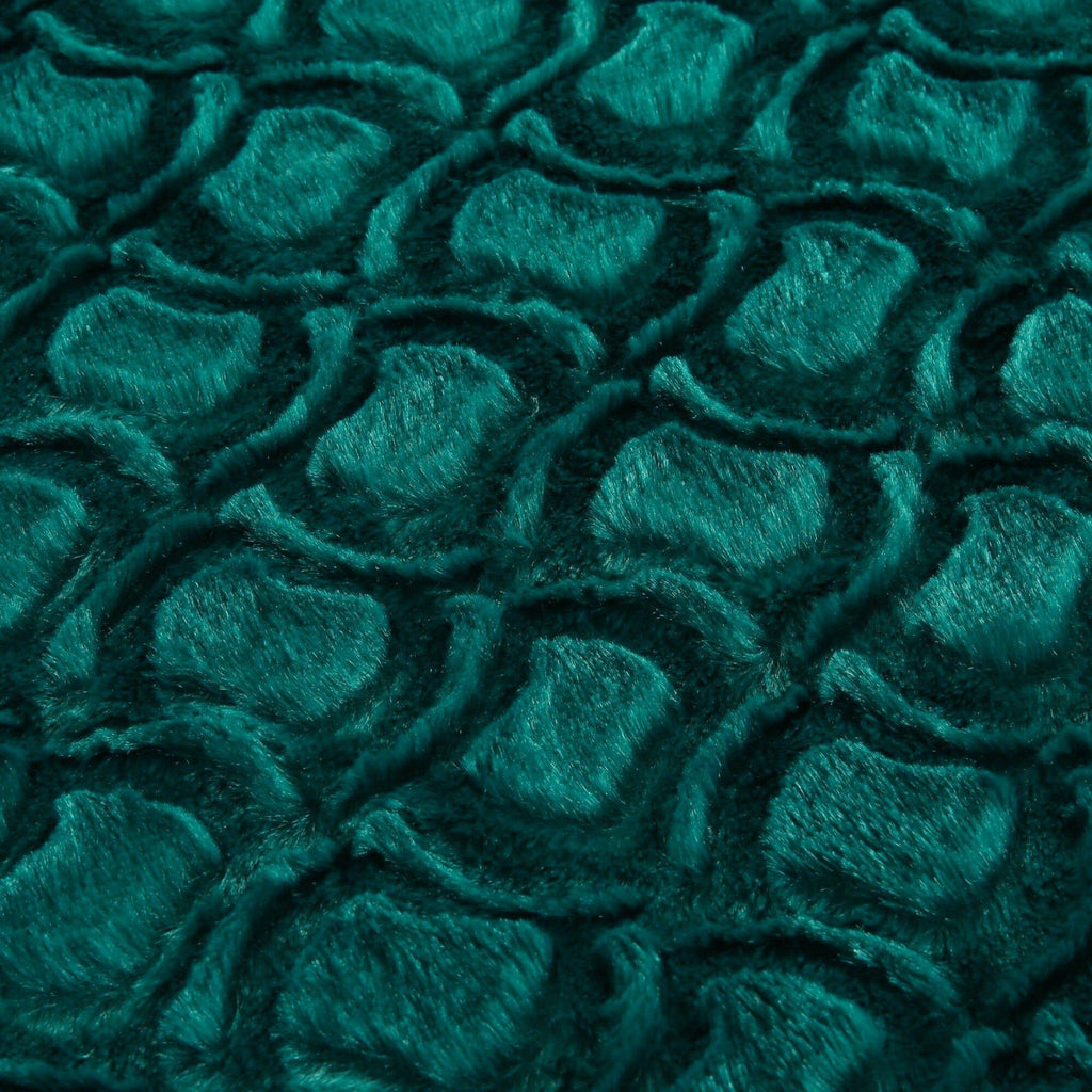 DaDa Bedding Mermaid Scales Emerald Green Blue w/ Sherpa Backside Faux Fur Throw Blanket (BL-171805) DaDalogy Bedding Collection