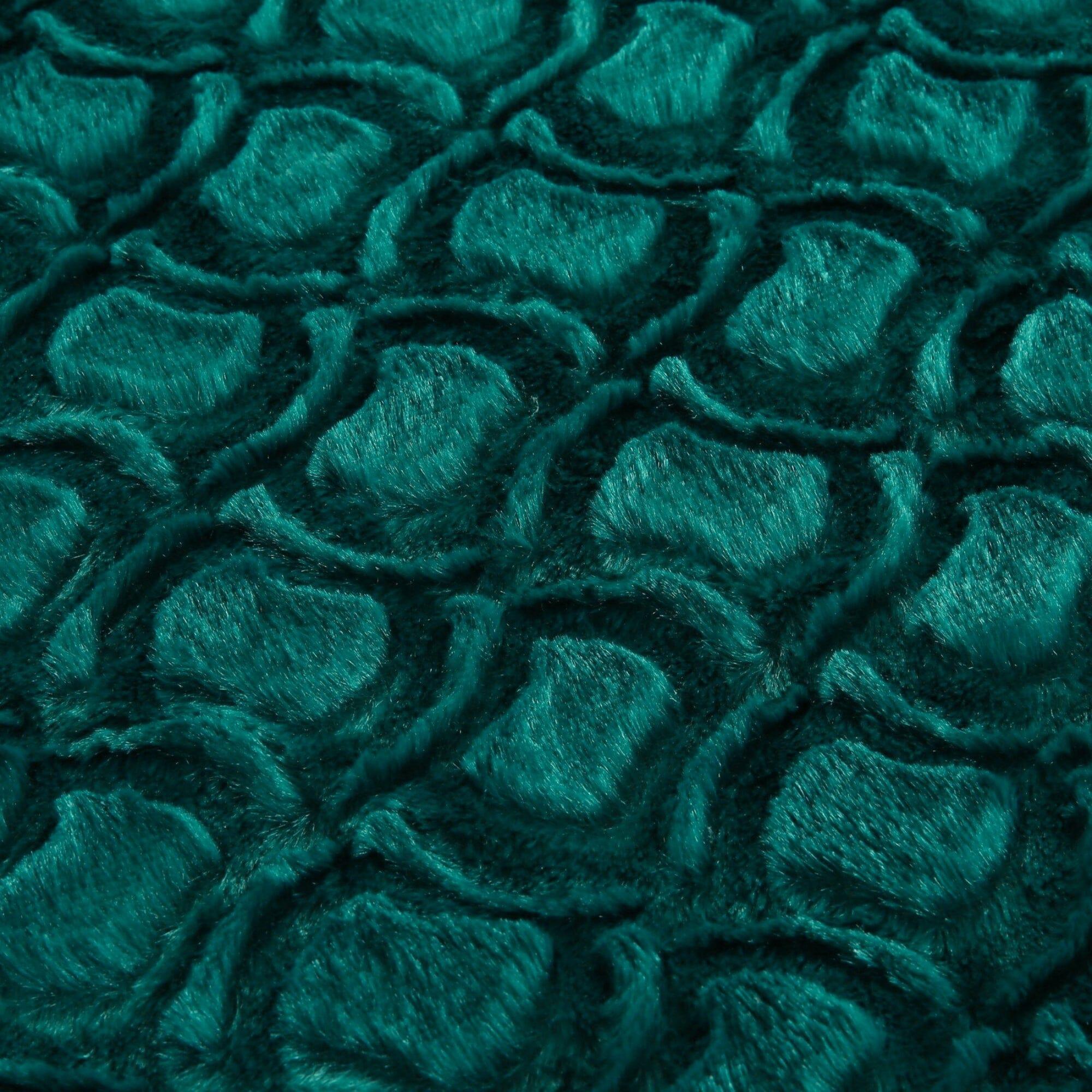 DaDa Bedding Mermaid Scales Emerald Green Blue w/ Sherpa Backside Faux Fur Throw Blanket (BL-171805) DaDalogy Bedding Collection