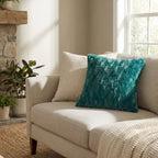 DaDa Bedding Jewel Tones Emerald Green Blue Luxury Faux Fur Throw Pillow Cover (171805)