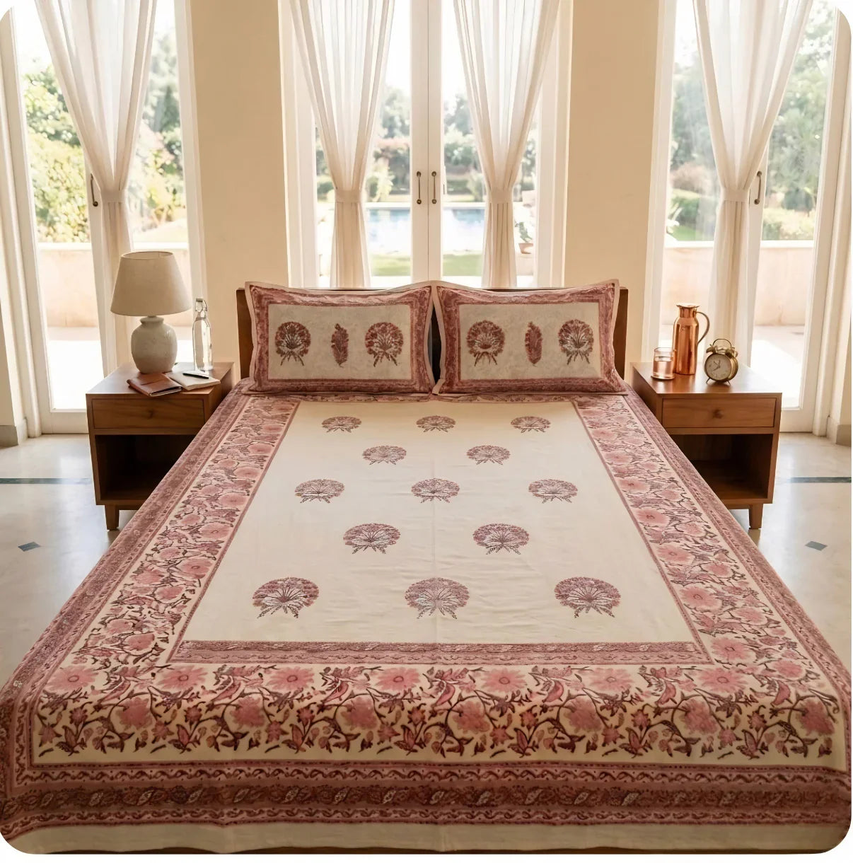 Sanganeri Heritage Hand-Block Printed Bedsheet Set | 100% Fine Cotton