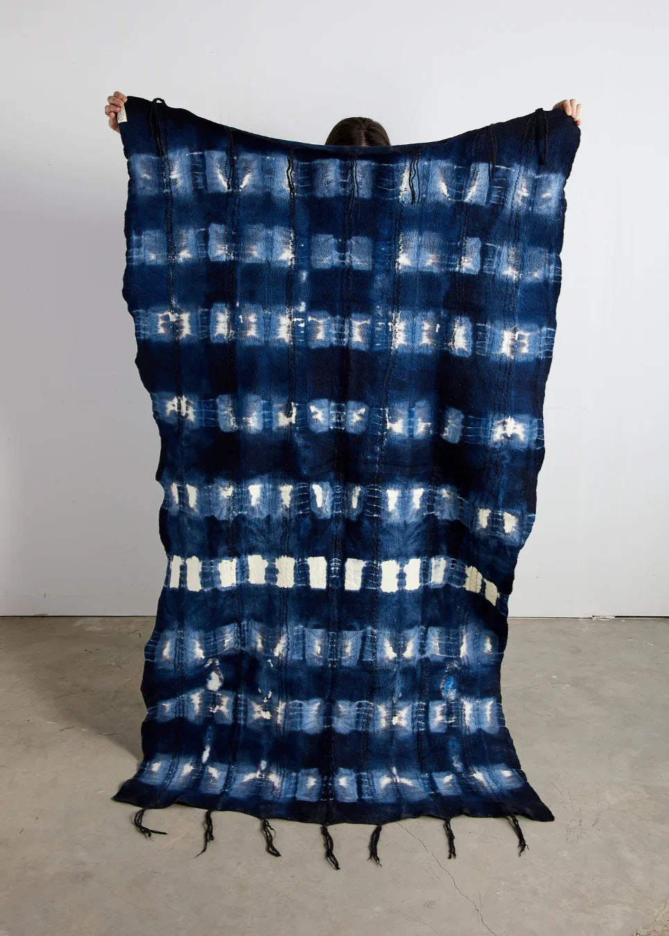 Adire Tye-Dye Lightweight Wool Throw Blanket Kanju Interiors