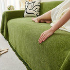 Update Sofa with Organic Couch Cover| Herringbone Chenille Tassels topspet