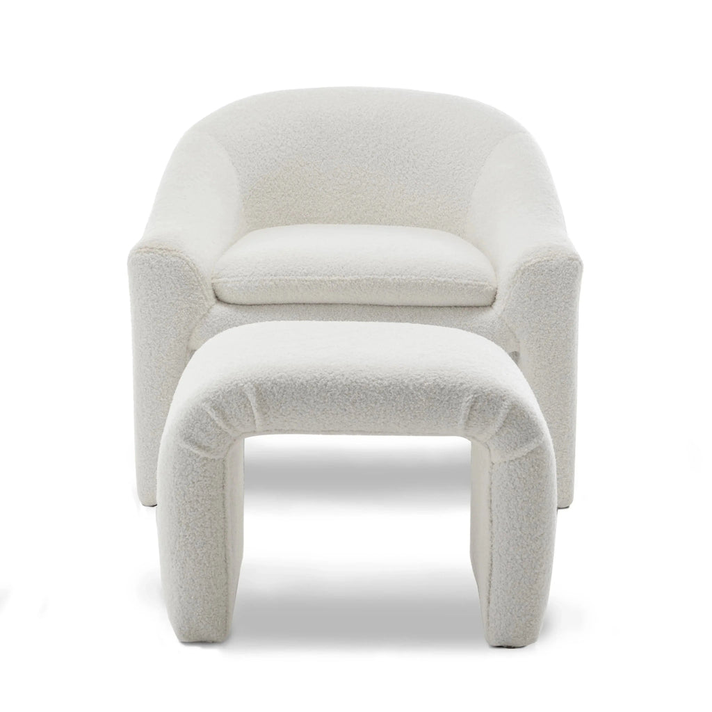Upholstered Fabric Accent Chair in White with Comfortable Cushioning, detail shot - House Of Avana [[SKU:HOA-ACC-007]]