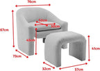 Upholstered Fabric Accent Chair in White with Comfortable Cushioning, angled view - House Of Avana [[SKU:HOA-ACC-007]]