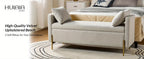 [Modern Storage Ottoman] Comfy Modern Storage Ottoman Bench with Throw Pillows - Metal Leg Bedroom Bench for End of Bed, Entryway - Mustard House Of Avana [[SKU:HOA-BEN-005]]