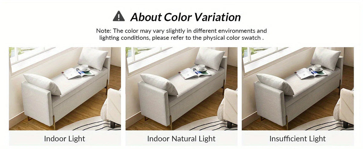 [Modern Storage Ottoman] Comfy Modern Storage Ottoman Bench with Throw Pillows - Metal Leg Bedroom Bench for End of Bed, Entryway - Mustard House Of Avana [[SKU:HOA-BEN-005]]