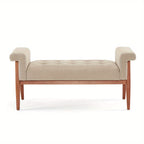 Heavy-Duty Extra Long Ottoman Bench Seat - Upholstered Footrest with Tufted Padded Seat, 300 lbs Capacity, Light Khaki Furniture for Living Room, Bedroom, Entryway - Sturdy End of Bed Bench or Footstool, Bedroom Seating, Eleg House Of Avana