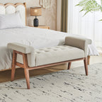 Heavy-Duty Extra Long Ottoman Bench Seat - Upholstered Footrest with Tufted Padded Seat, 300 lbs Capacity, Light Khaki Furniture for Living Room, Bedroom, Entryway - Sturdy End of Bed Bench or Footstool, Bedroom Seating, Eleg House Of Avana