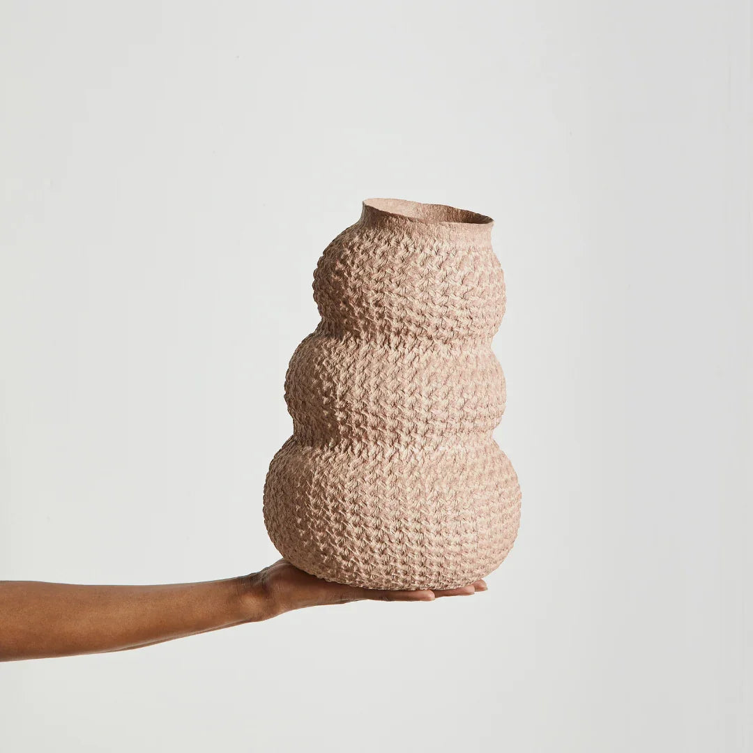 Urbi Tiered Papier Flower Vase, back view - House Of Avana